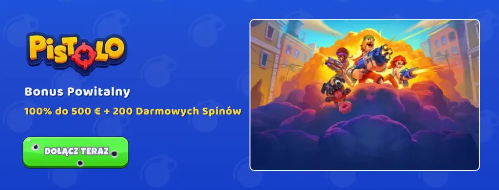 Bonus powitalny w Pistolo - 100% do 500 € + 200 darmowych spinów. Kliknij, aby dołączyć.